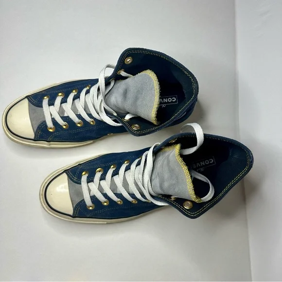 🥂SOLD🥂Converse Chuck Taylor Blue Suede Maize Detail Custom Sneakers, 10 - Picture 4 of 14